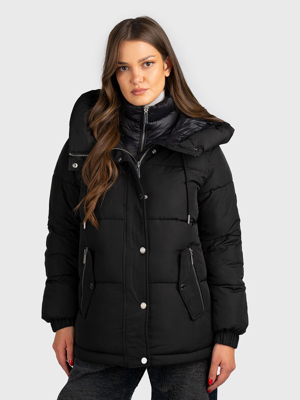 Padded jacket with hood and logo - 1