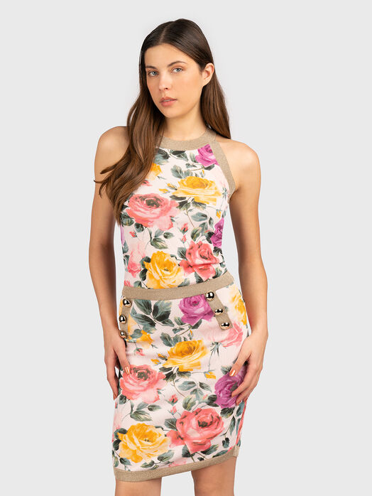 Ribbed top with floral print