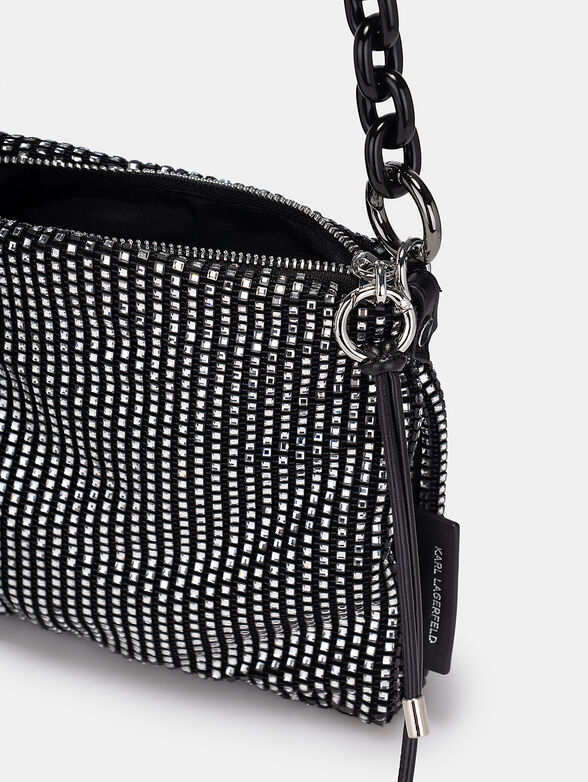 Crossbody bag with appliqued rhinestones - 5