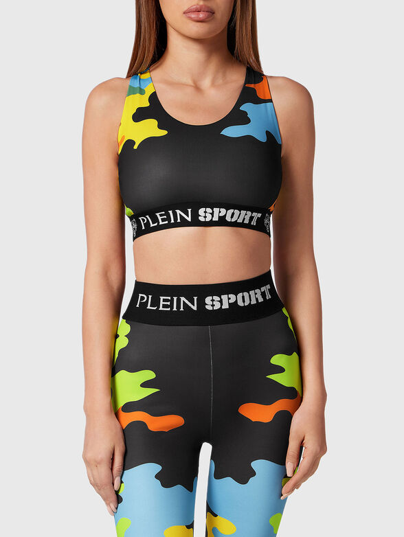 Top with camouflage print and accent logo band - 0