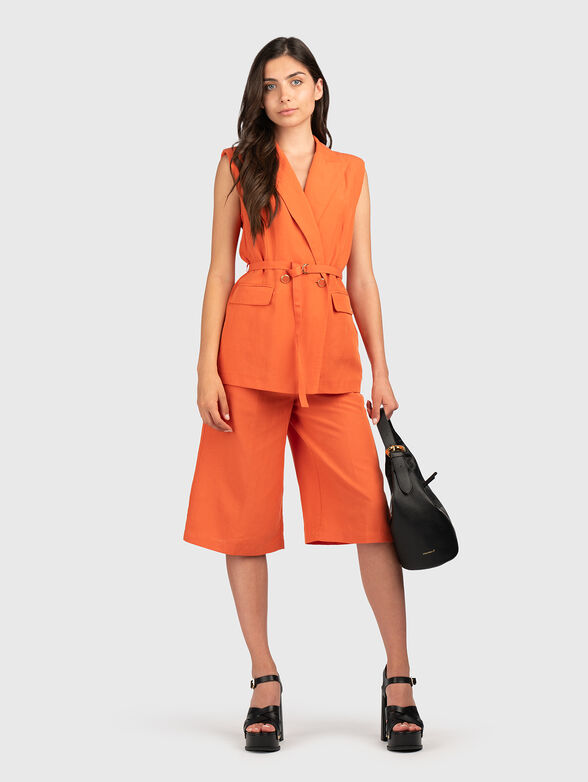 Linen blend vest with belt - 2