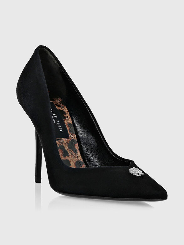 Suede heeled shoes with accent detail - 2