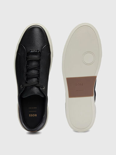 Black grained-leather sneakers - 5