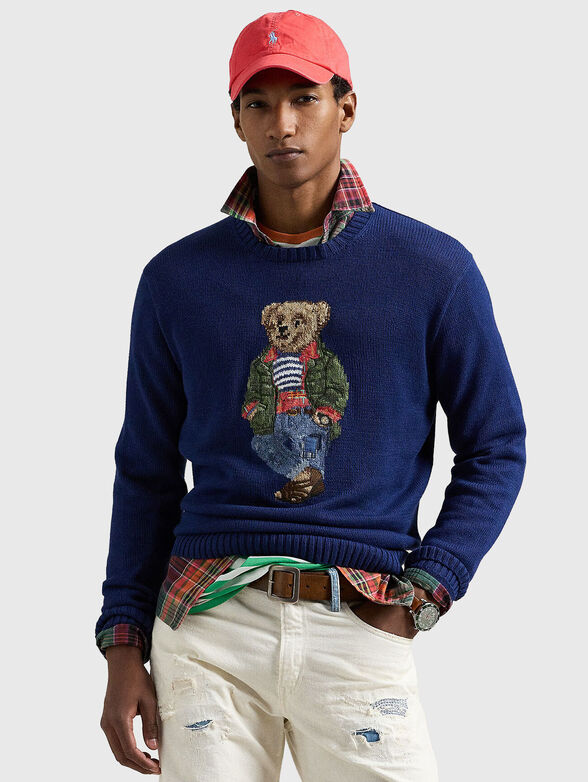 Blue sweater with Polo Bear print - 2