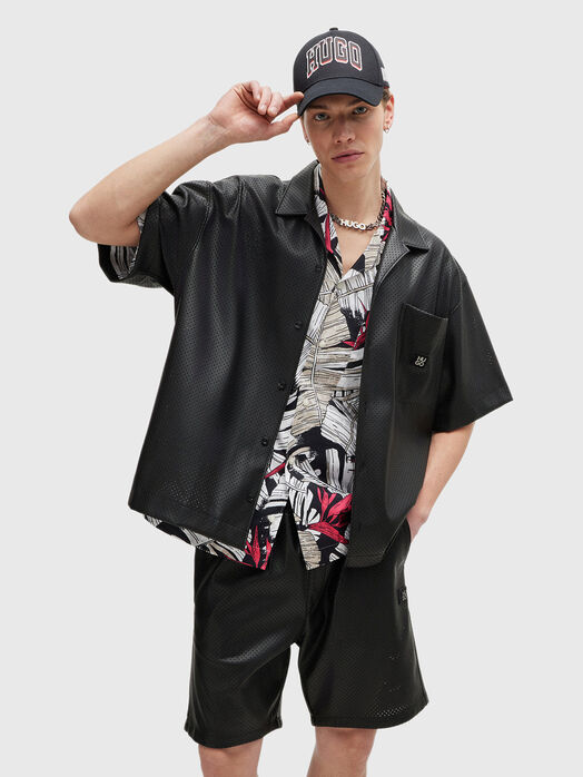 EGEENO oversized shirt in eco leather with perforations