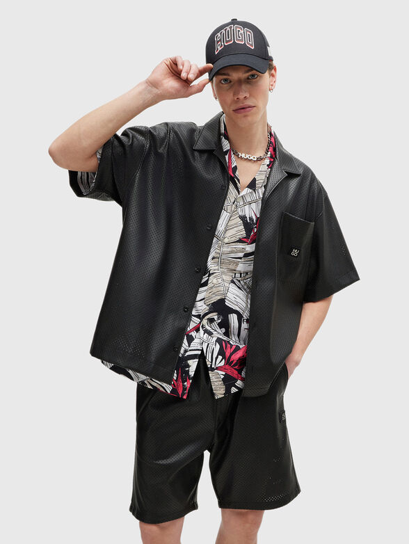 EGEENO oversized shirt in eco leather with perforations - 1