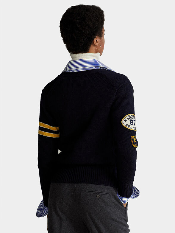 Wool cardigan with logo patch - 2