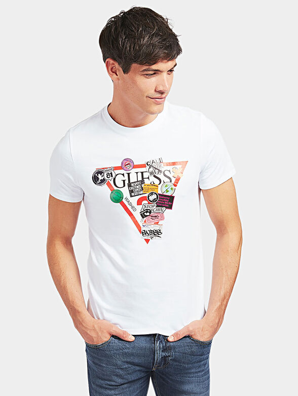 Black cotton t-shirt with triangle logo - 1