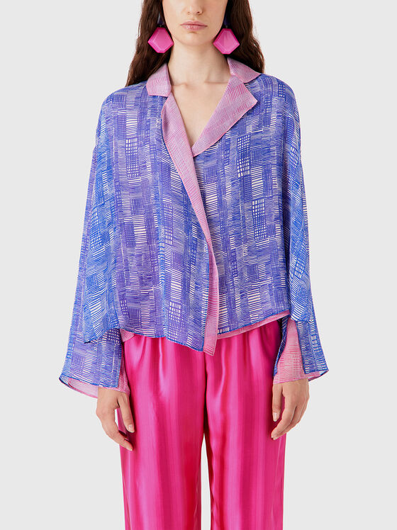 Silk blouse with contrast lapel - 1