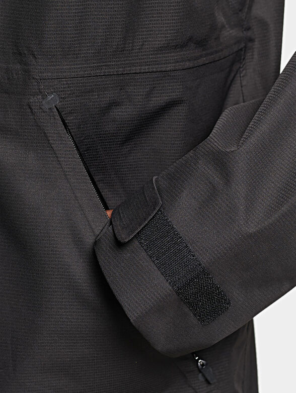 Black waterproof jacket with zip and hood - 6