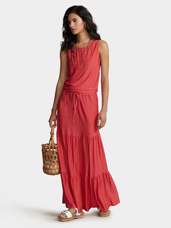 Red maxi dress with ties - 1