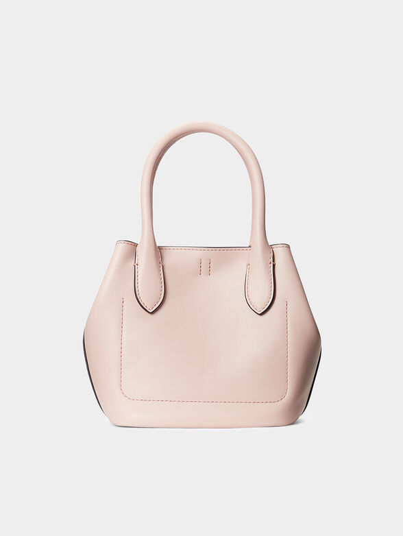 Small leather shopper bag in pale pink color - 2