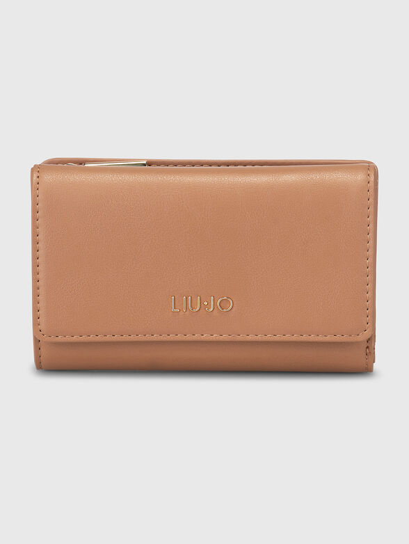 Beige wallet with golden logo - 1