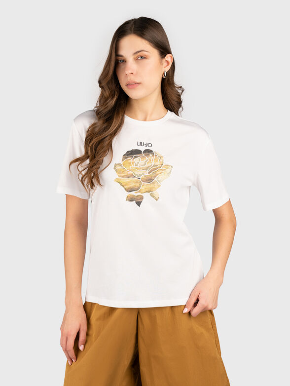 Cotton T-shirt with rhinestones - 1