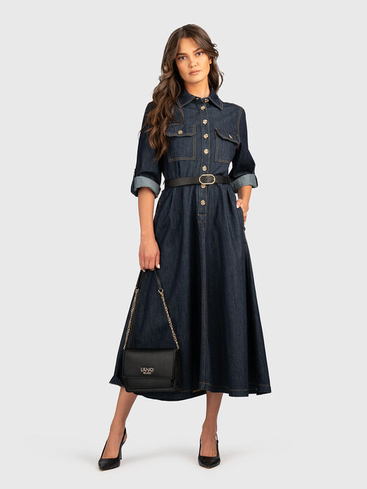 Denim dress with belt