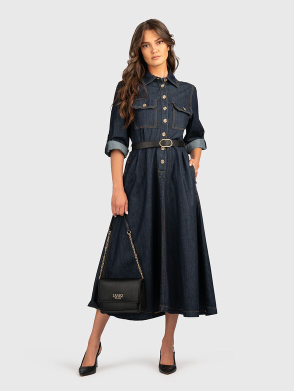 Denim dress with belt - 1