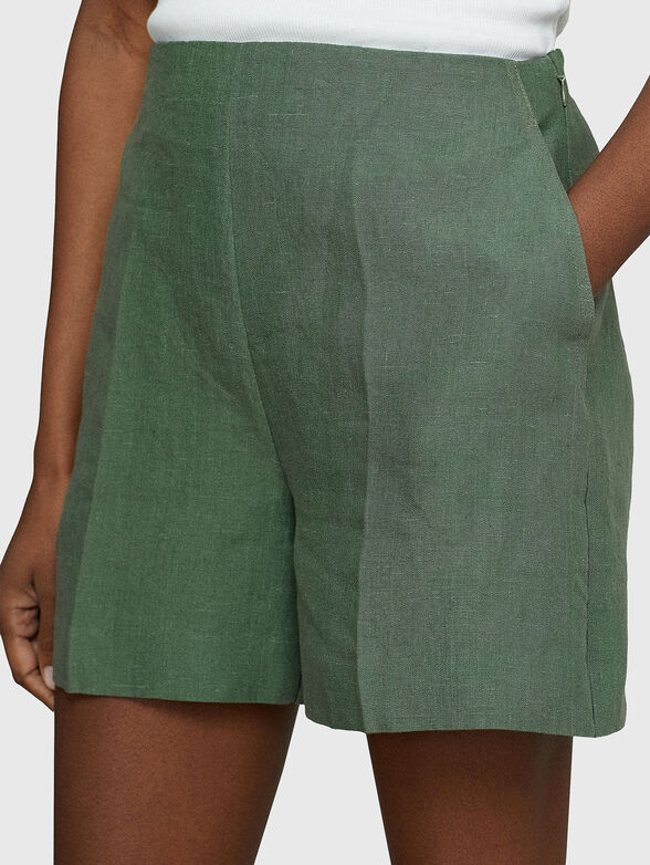 Green linen shorts - 3
