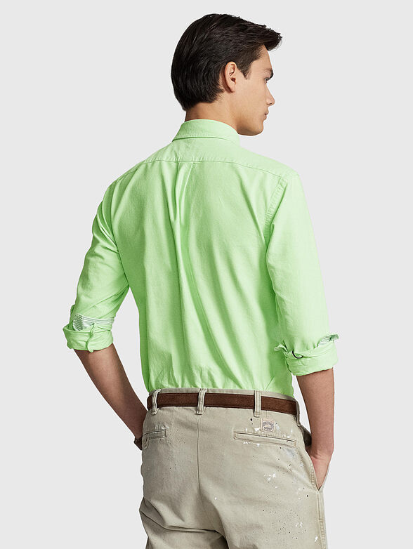 Green cotton shirt with logo embroidery - 3