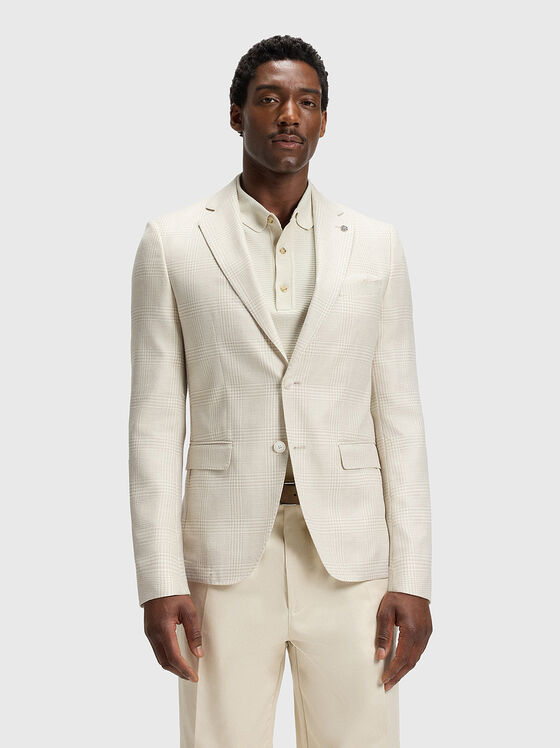 Checked slim blazer made of wool and silk blend - 1