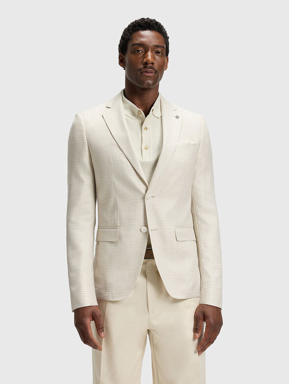 Checked slim blazer made of wool and silk blend - 1