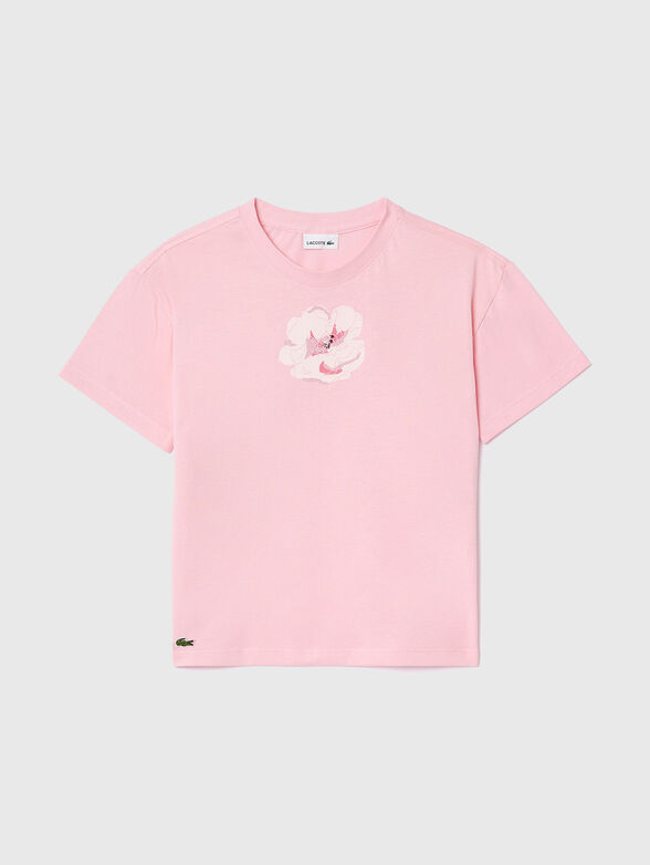 Pink t-shirt with flower detail - 1