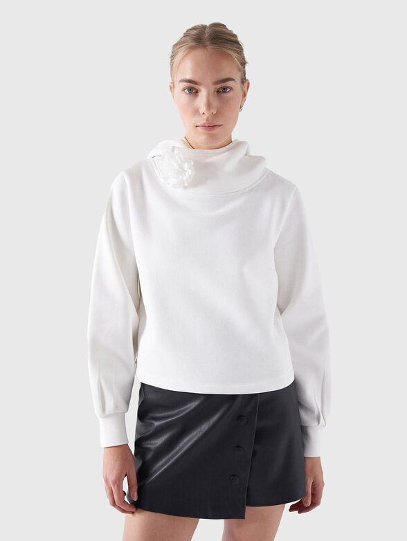 White sweatshirt in cotton blend - 1