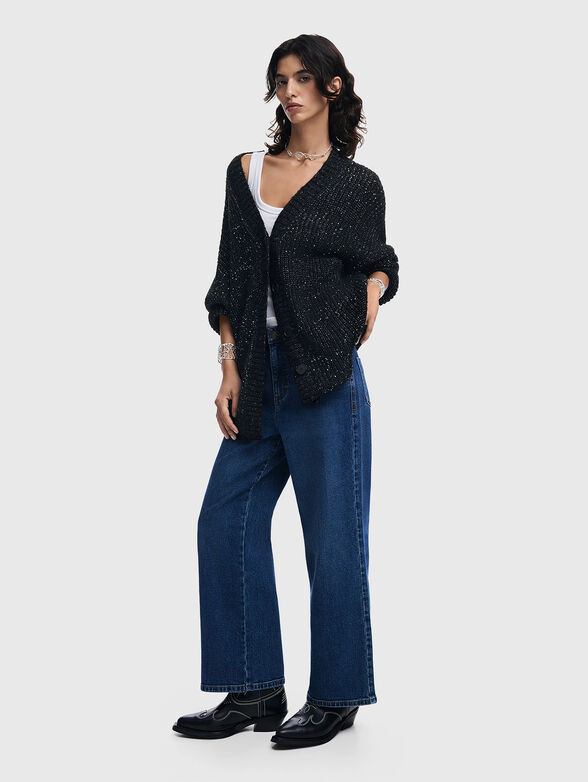 Black cardigan with contrasting threads - 1