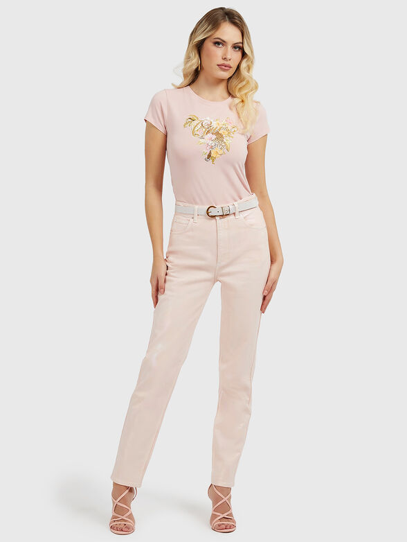 Pink T-shirt with accent print - 2