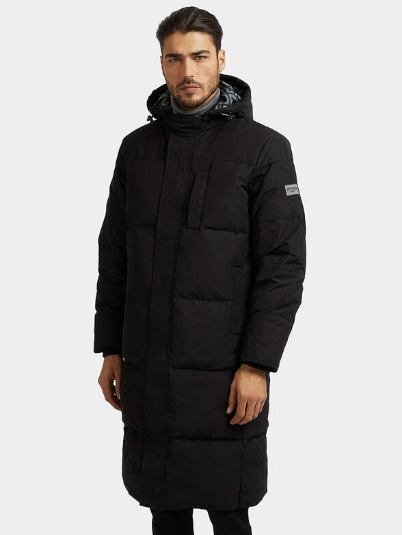 Long padded jacket with hood brand GUESS — Globalbrandsstore.com/en