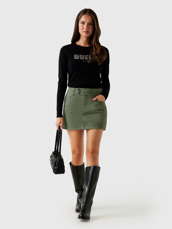 Sweater with oval neckline and rhinestones - 2