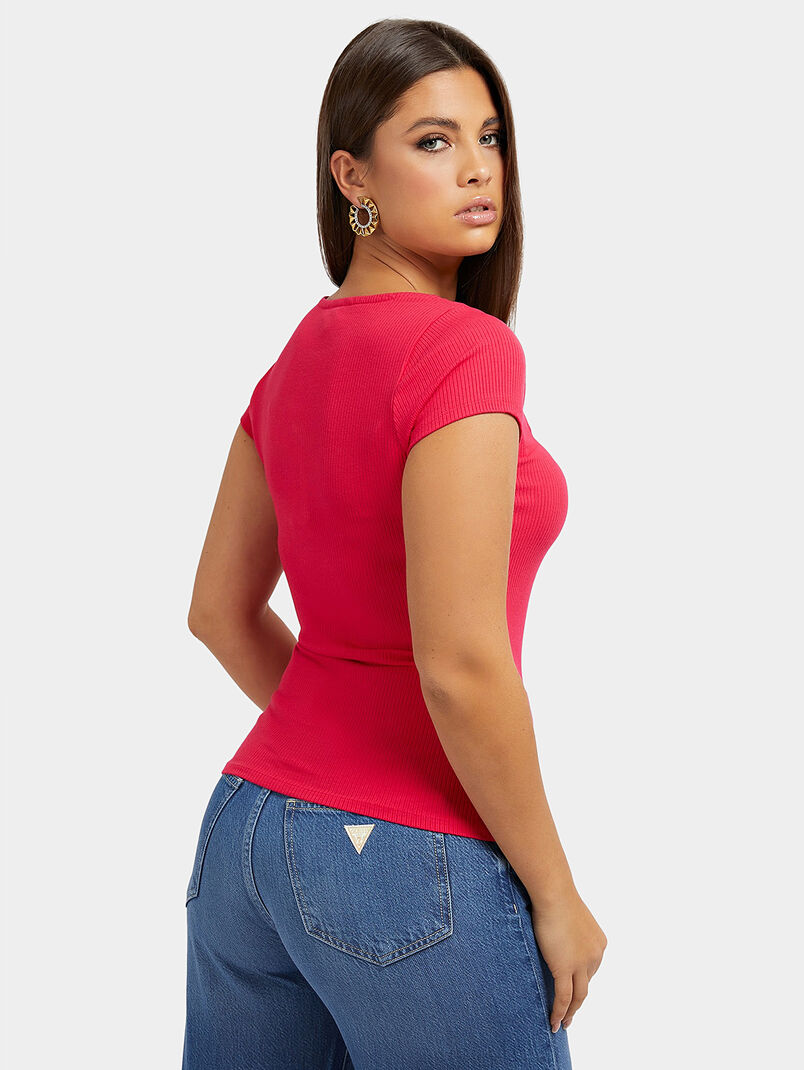 KARLEE black T-shirt with accent buttons - 3