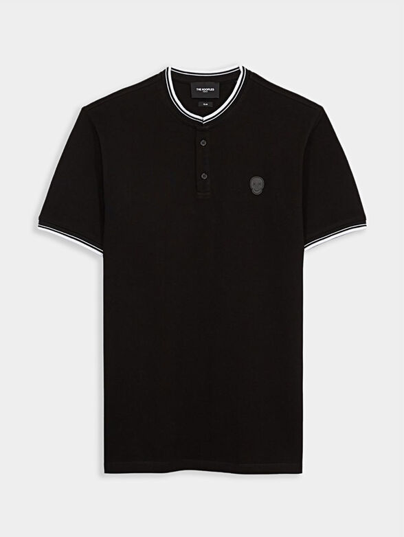 Black polo-shirt with contrasting collar - 1