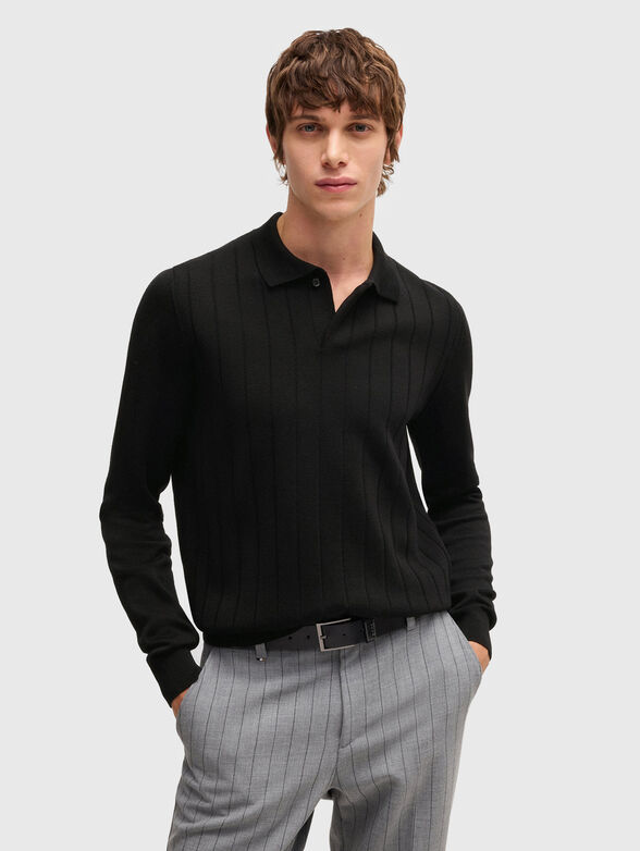 Wool sweater with polo collar - 1