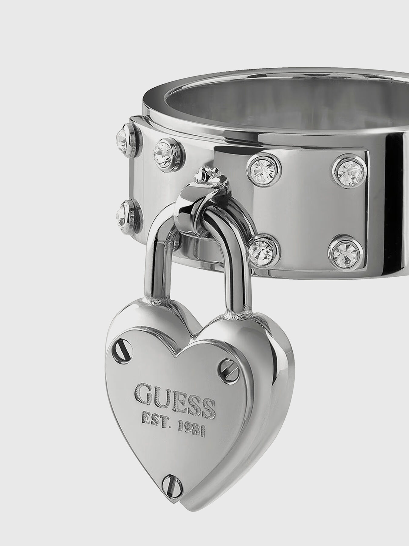 HEART LOCK ring with blue accent brand GUESS Globalbrandsstore en