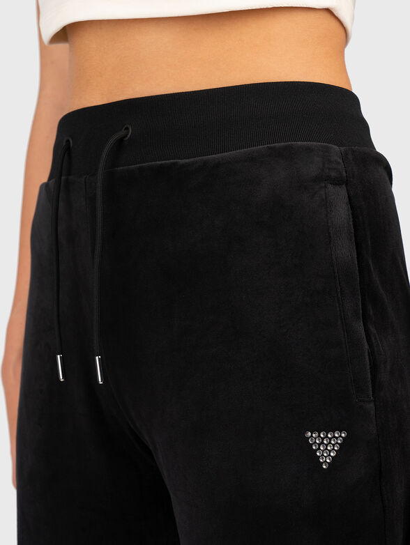 Velvet sports trousers in black color - 3