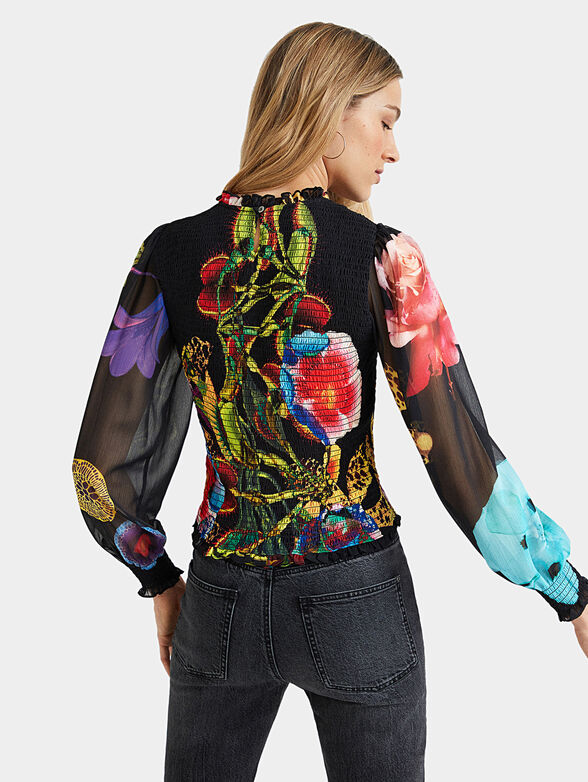 Loose blouse floral sleeves - 2