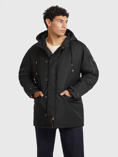 Black padded parka with hood - 5