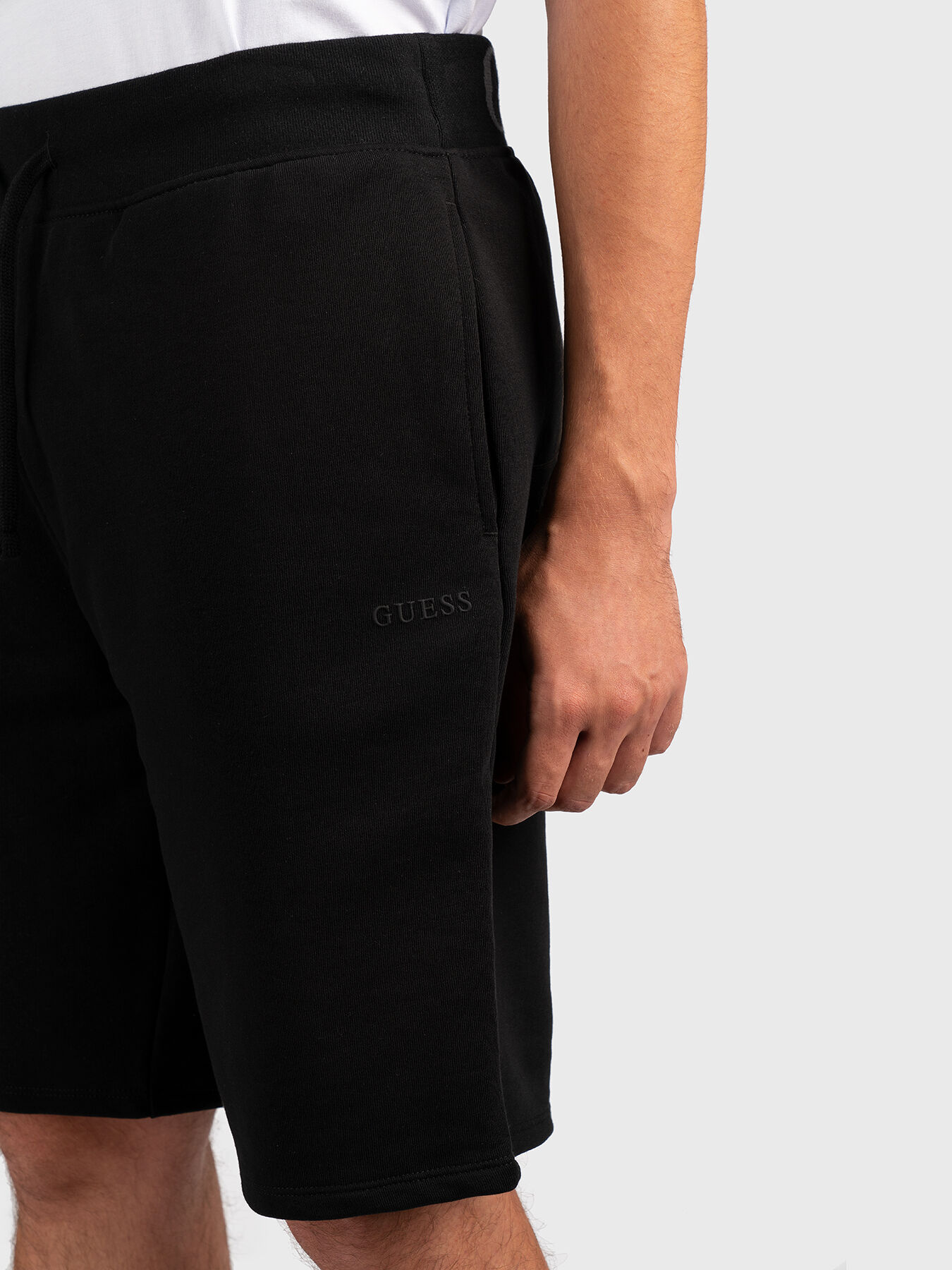 Shorts with logo accent in black brand GUESS