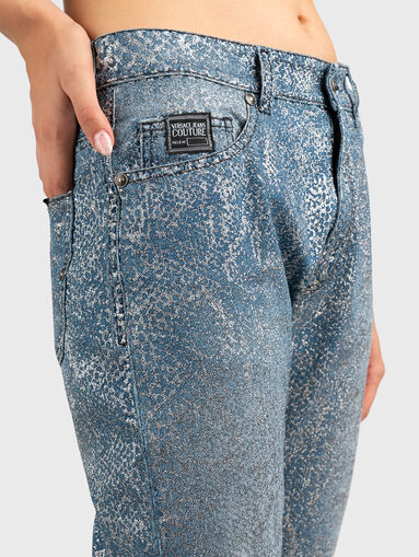 Jeans with silver snake design - 4