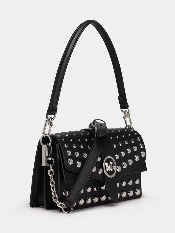 Shoulder bag with Saffiano effect and silver studs - 4