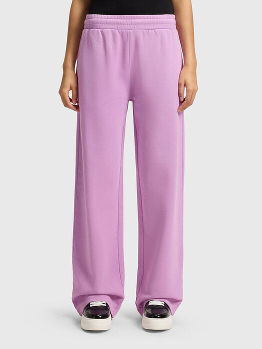 Cotton sports trousers with wide legs