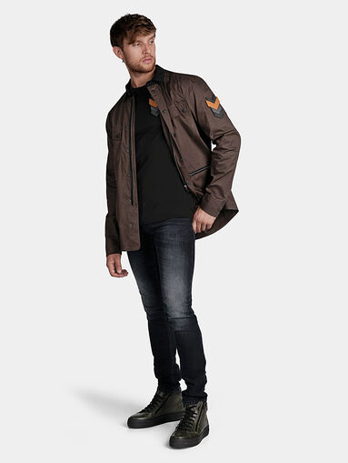 Military style shirt with velvet collar - 5