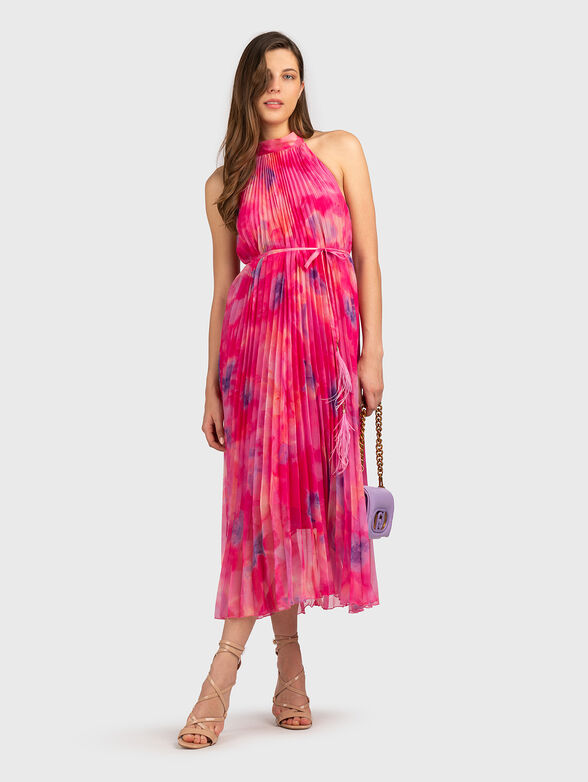 Pleated midi dress with halter neckline - 1