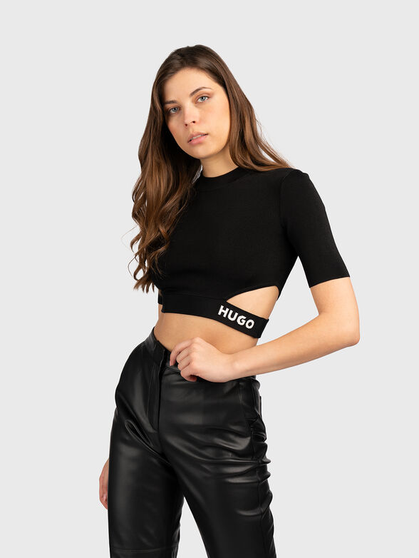 Cropped viscose blend top - 1