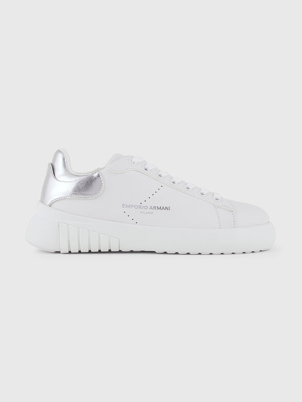 White leather sports shoes with metallic accents - 1