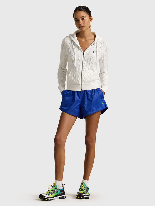 White cardigan with hood and zipper - 2
