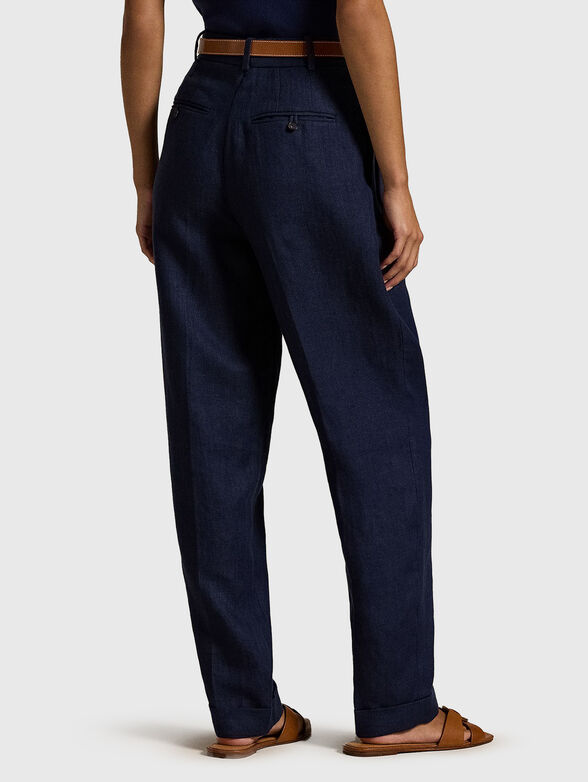 Navy blue linen trousers - 2