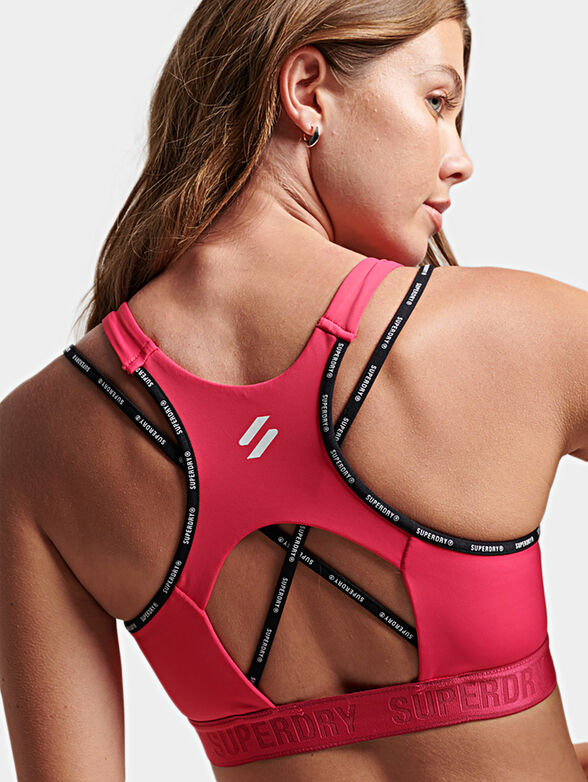 Pink sports bra with logo accents - 3