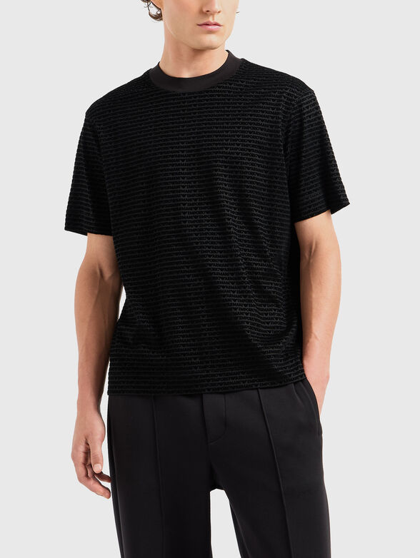 Textured T-shirt with monogram  - 1