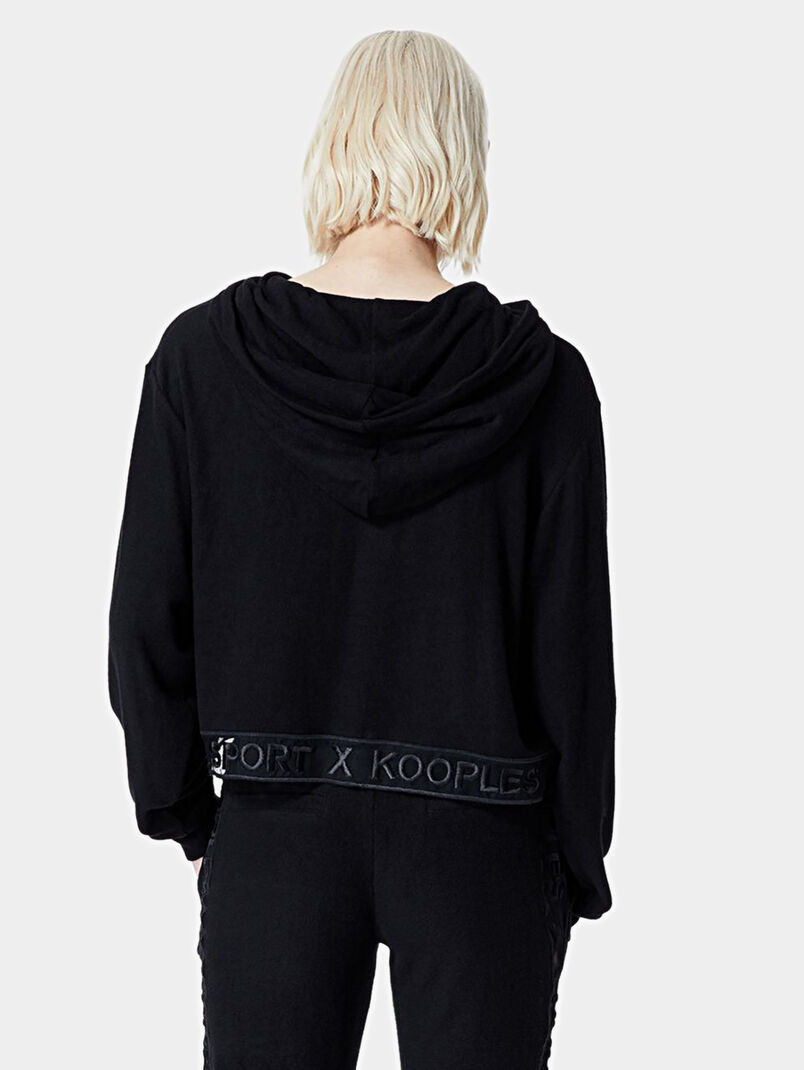 Cropped hoodie with branded hem - 3